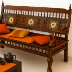 Hand-Carved Teak Wood Chettinad-Style Carved Diwan Bench