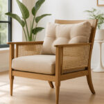 Luxury Teak Wood Lounge Chair with Handwoven Rattan – Premium Heritage Comfort Seating